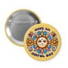 Button badge with sun design and text 'Have an awful day' on a yellow background