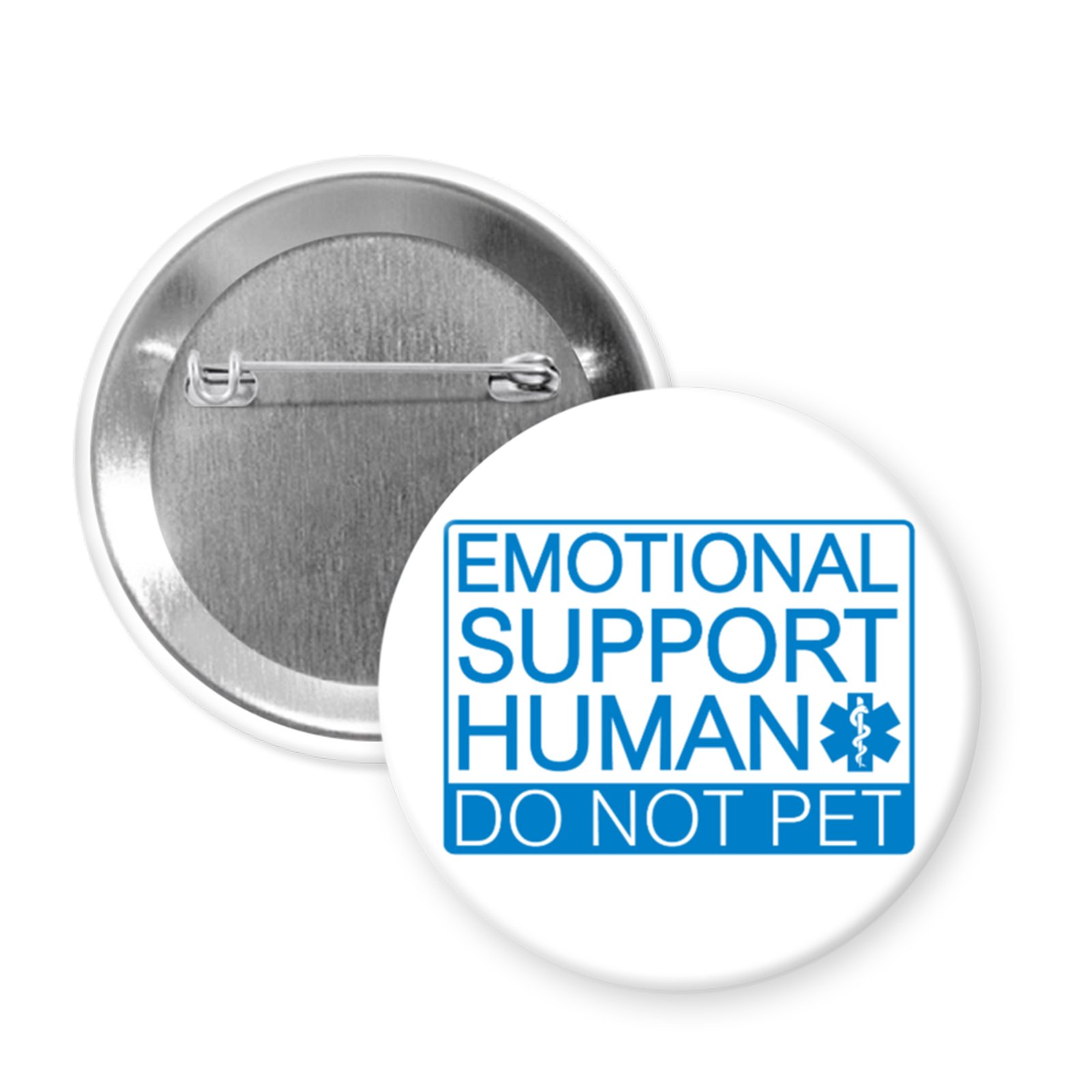 emotional support human button Pinback button that says Emotional support human, Do not pet.