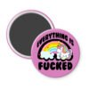 Magnet with unicorn and rainbow design on a pink background