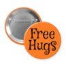 Orange button badge with 'Free Hugs' text.