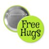 Green button badge with 'Free Hugs' text.