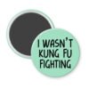 Green magnet with the text 'I wasn't kung fu fighting' printed in black.