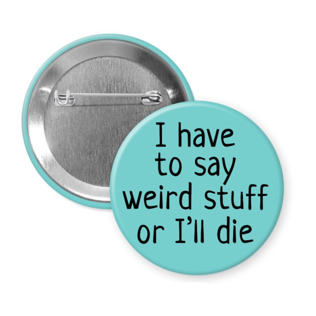 Blue pinback button
