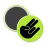 Green magnet with the shocker hand gesture printed in black.