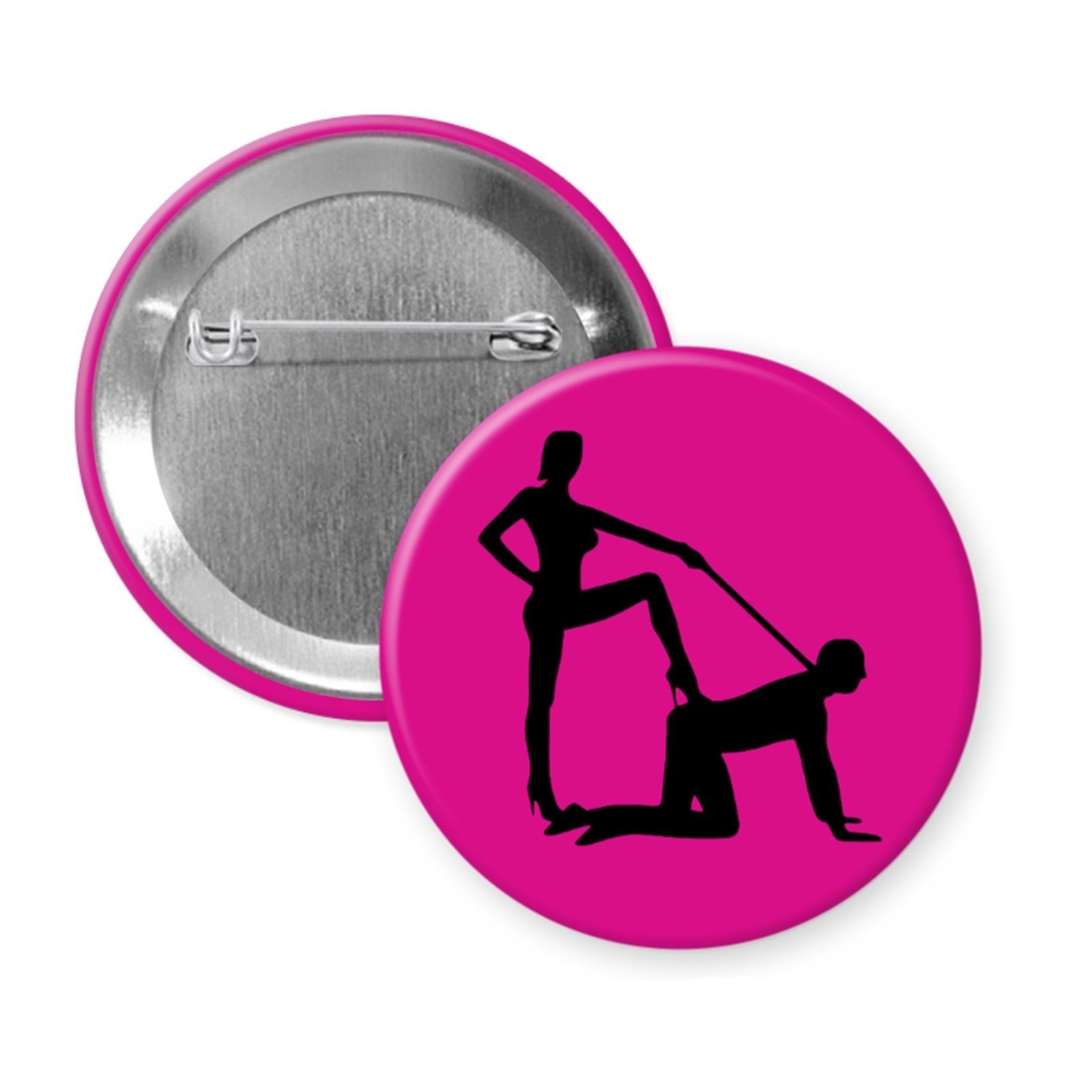 BDSM Power Dynamic Button or Magnet, Silhouette Design with Leash and Collar, Kink-Positive Statement
