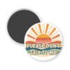 Magnet with image of a retro sunset and the text 'Please don't talk to me' printed on it.