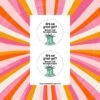 Sticker sheet with two round designs showing the Statue of Liberty facepalming under the text Are We Great Yet Because I just feel embarrassed.
