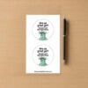 Sticker sheet with two round designs showing the Statue of Liberty facepalming under the text Are We Great Yet Because I just feel embarrassed.
