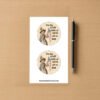 Sticker sheet with two round vintage designs showing a child holding a small flag beside the text One day we will wake up and he will be dead.